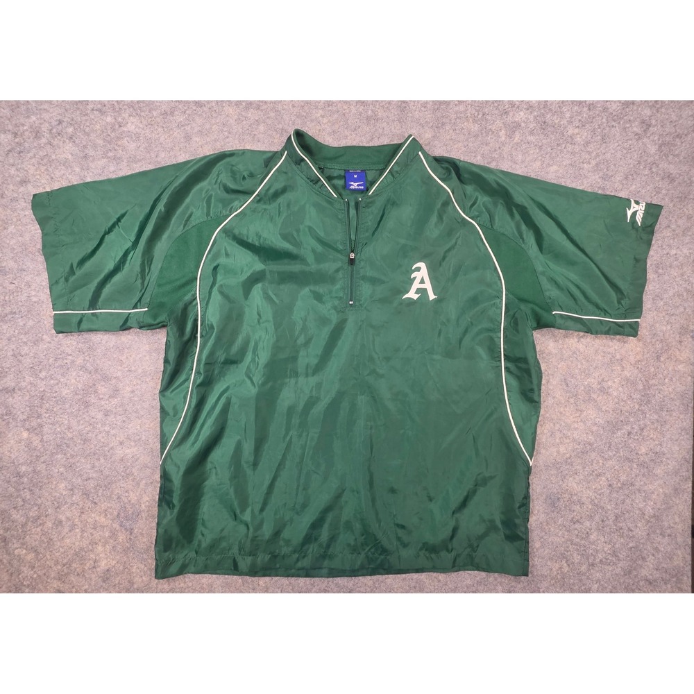 Mizuno Mens Green Short Sleeve Quarter Zip Windbreaker Pullover Jacket Size M